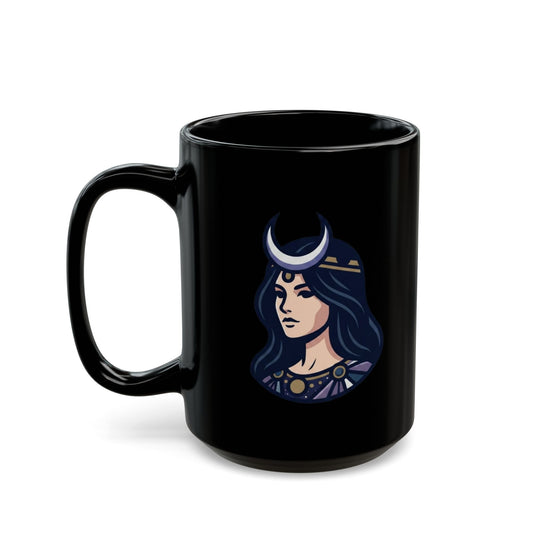 "The Cosmic Tarot (High Priestess)" Black Ceramic Mug — Graphic