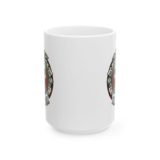 "Horror of Taxes" White Ceramic Mug — Graphic