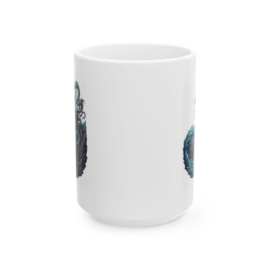 "Charybdis and Scylla (Greek Mythology)" White Ceramic Mug