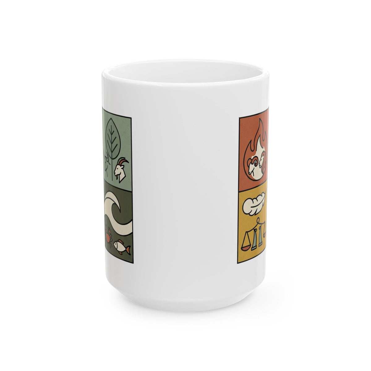"Four Elements- Fire, Earth, Air, Water" White Ceramic Mug
