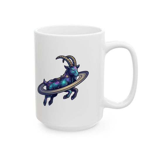 "Space Explorer Capricorn" White Ceramic Mug — Graphic