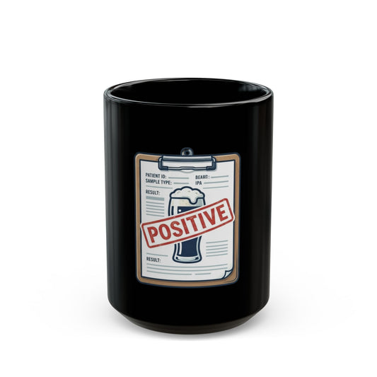 "False Positive IPA" Black Ceramic Mug — Graphic