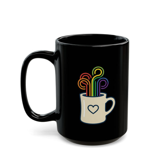 "Strong Loud Extra Steamy" Black Ceramic Mug — Graphic