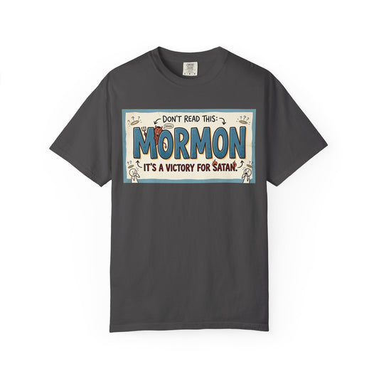 Color: Graphite | Devil's Dictionary: Mormon Edition | Garment-Dyed Tee — AttitudeShirts