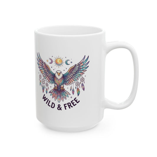 "Hippy Eagle" White Ceramic Mug