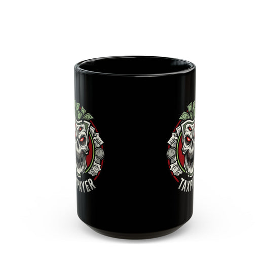 "Horror of Taxes" Black Ceramic Mug — Graphic