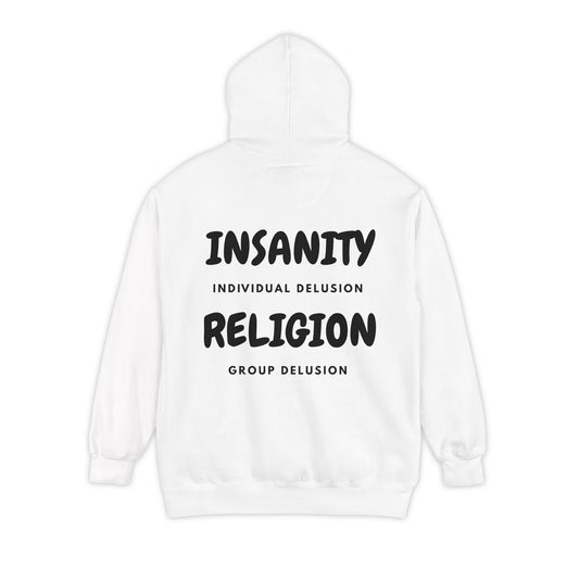 Color: White | Insanity Religion Garment-Dyed Hoodie