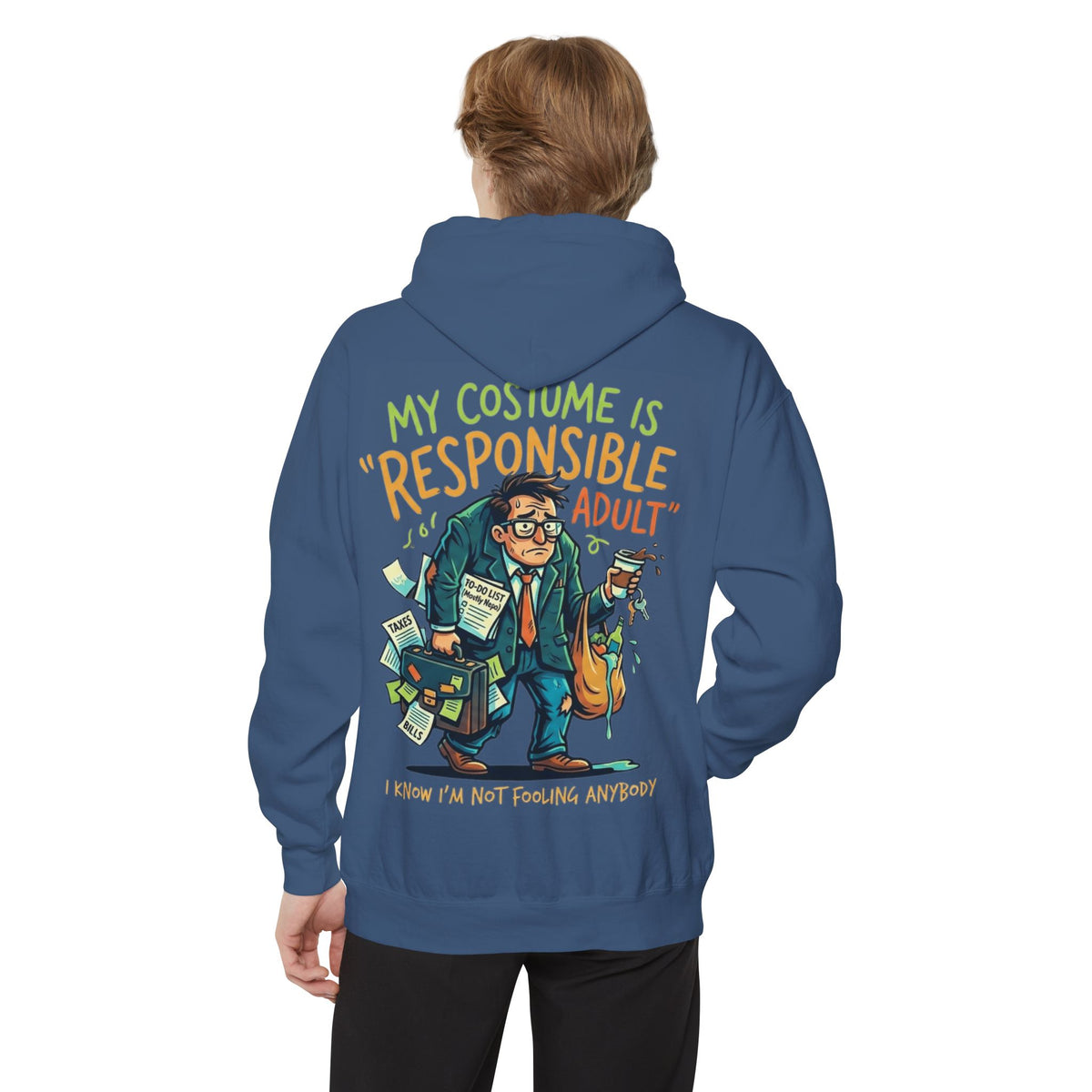 Color: True Navy | Responsible Adult Costume Garment-Dyed Hoodie