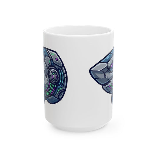 "Cyber Shark" White Ceramic Mug — Graphic