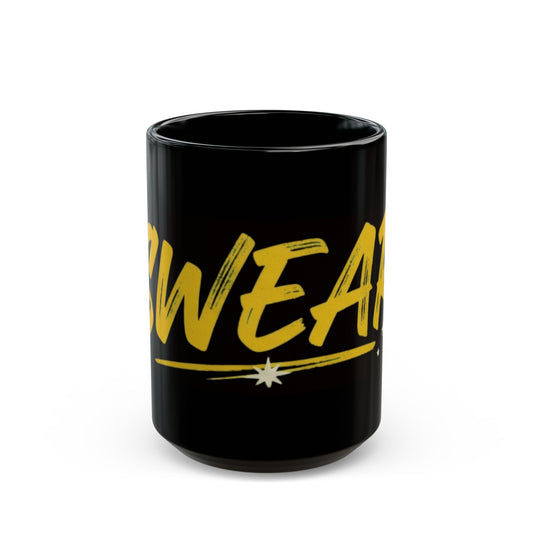 "Swear And Try Again" Black Ceramic Mug — Graphic
