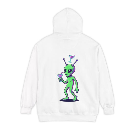 Color: White | Drunk Alien Garment-Dyed Hoodie