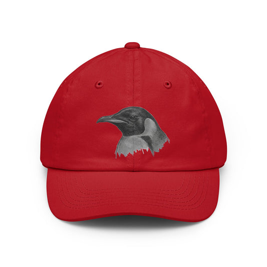 Color: Red | Pencil Sketch Art Penguin Dad Hat — Graphic