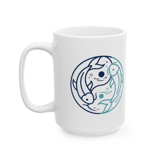"Yin Yang Pisces" White Ceramic Mug — Graphic