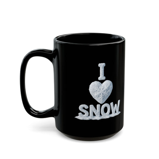 "I Love Snow" Black Ceramic Mug