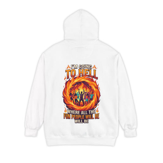 Color: White | I'm Going to Hell Garment-Dyed Hoodie