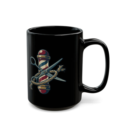 "Good Book Series Delilah's Barber Shop" Black Ceramic Mug — Graphic
