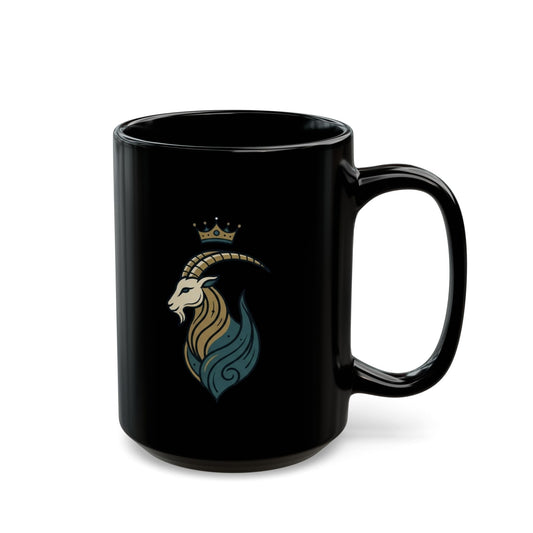"Capricorn- The Sea-Goat Crest" Black Ceramic Mug — Graphic
