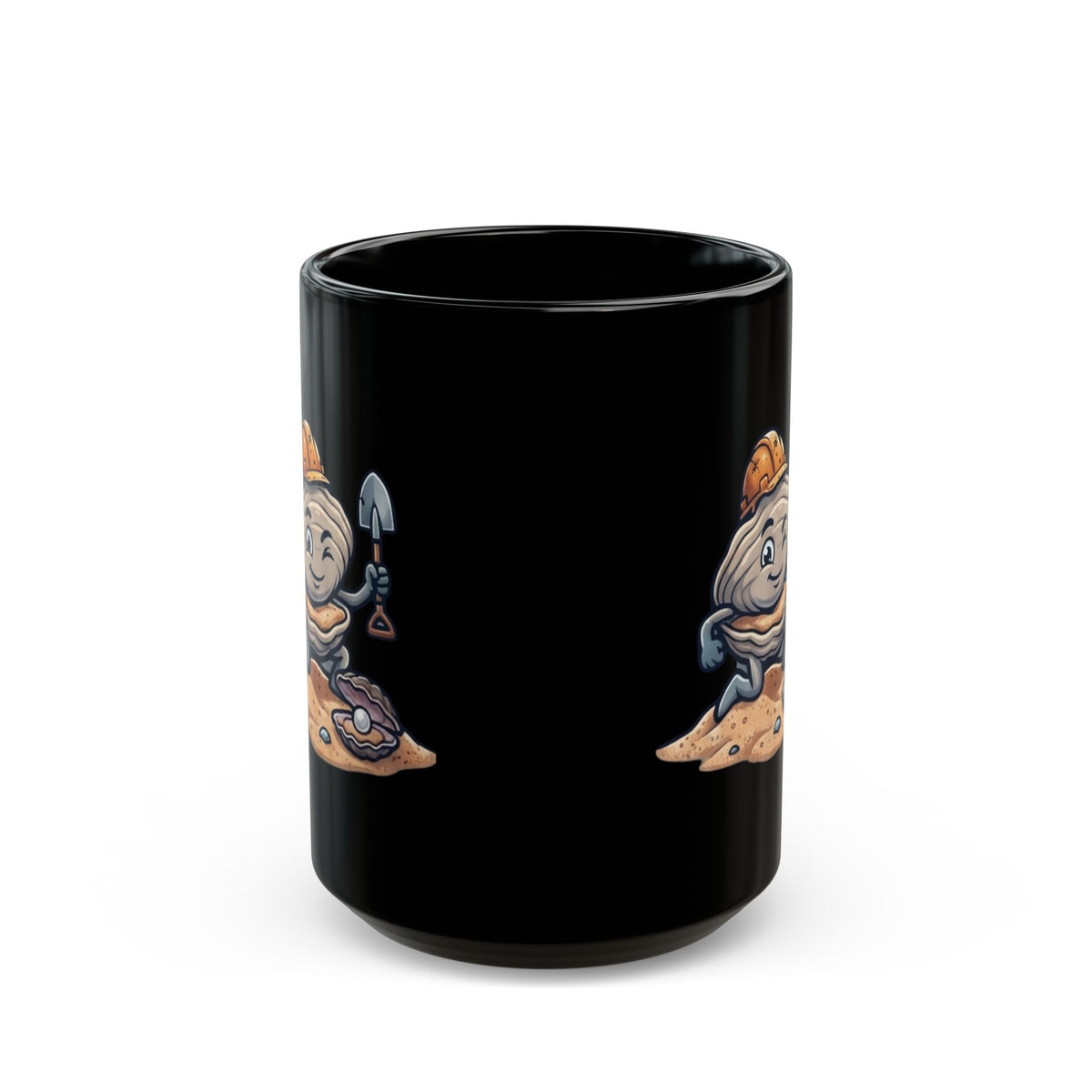 "Digging For The Big Pearl" Black Ceramic Mug — Graphic