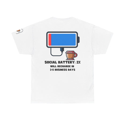 Color: White | Social Battery Premium Graphic Tee