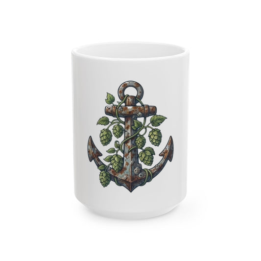 "Rusty Anchor Brewing" White Ceramic Mug — Graphic