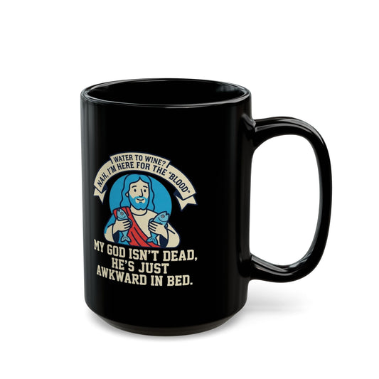"Good Book Series Not Dead Awkward In Bed" Black Ceramic Mug