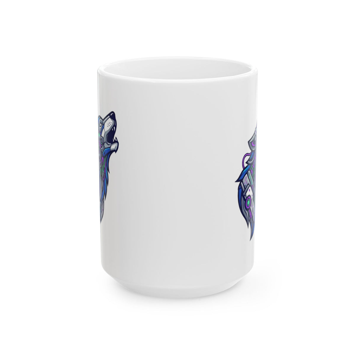 "Cyber Wolf" White Ceramic Mug