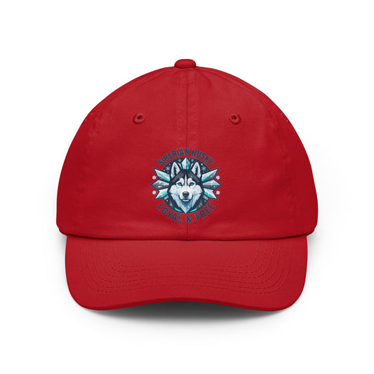 Color: Red | Siberian Husky Loyal & Free Dad Hat