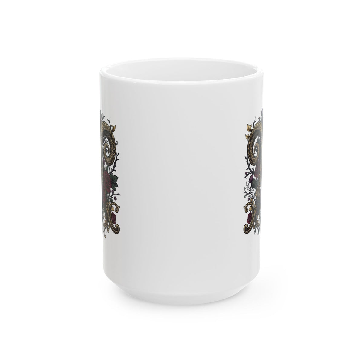 "Floral Monogram Aries" White Ceramic Mug