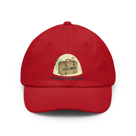 Color: Red | Emotional Baggage Claim Dad Hat — Graphic