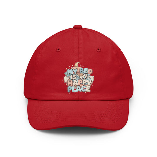 Color: Red | My Bed is My Happy Place Dad Hat