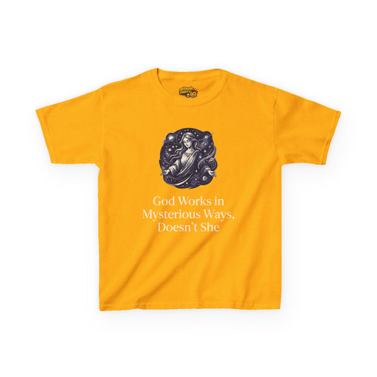 Color: Gold | God Works in Mysteroius Ways Kids Tee