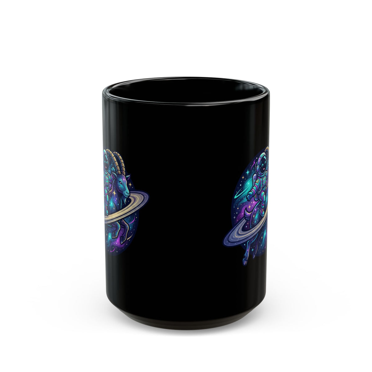 "Space Explorer Capricorn" Black Ceramic Mug