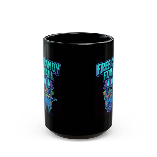 "Free Candy For All" Black Ceramic Mug