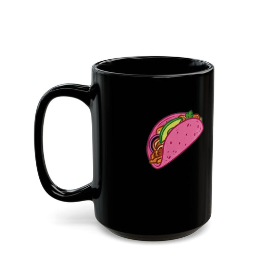 "I Love Pink Tacos" Black Ceramic Mug — Graphic
