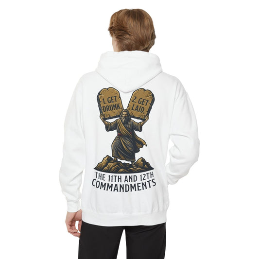 Color: White | 11th and 12th Commandment Garment-Dyed Hoodie