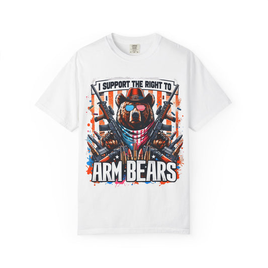 Color: White | The Right to Arm Bears Unisex Garment-Dyed T-shirt