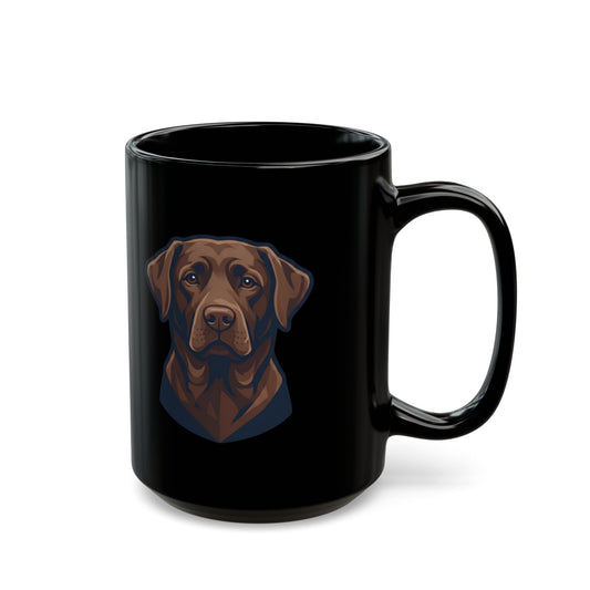 "Labrador Loyalty Swim Fetch" Black Ceramic Mug — Graphic