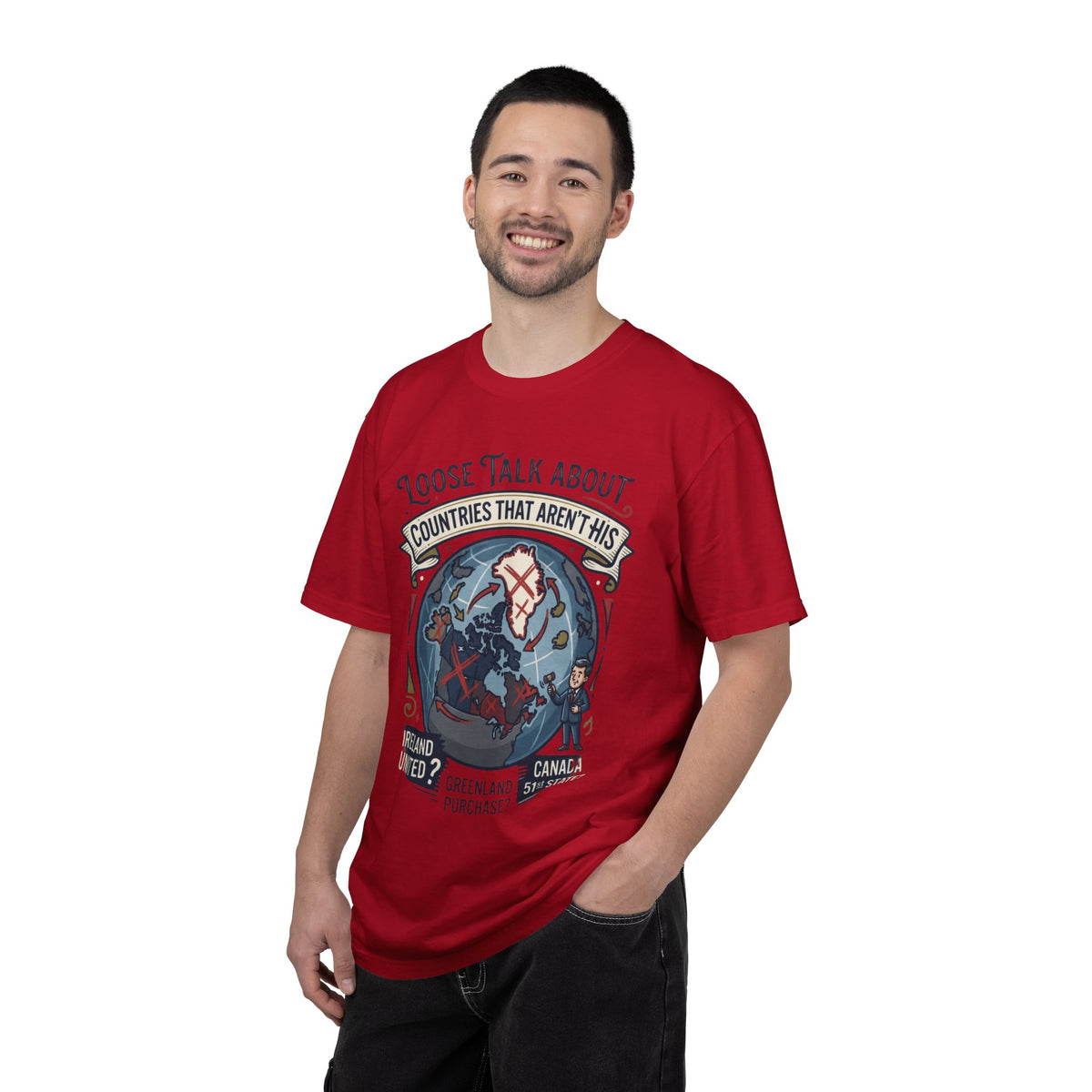 Color: Red | Loose Talk About Countries That Aren't His Unisex Garment-Dyed Tee