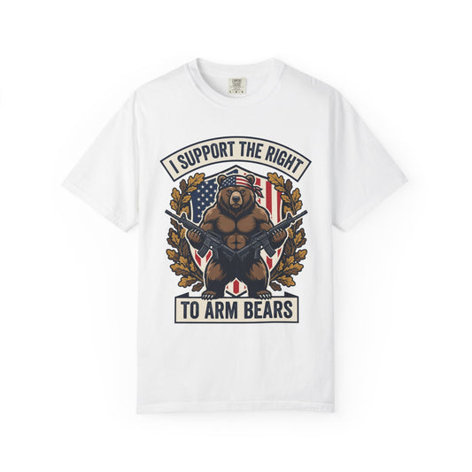 Color: White | Right to Arm Bears Unisex Garment-Dyed Tee