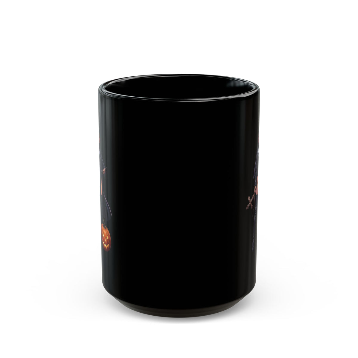 "Sexy Halloween Nun" Black Ceramic Mug