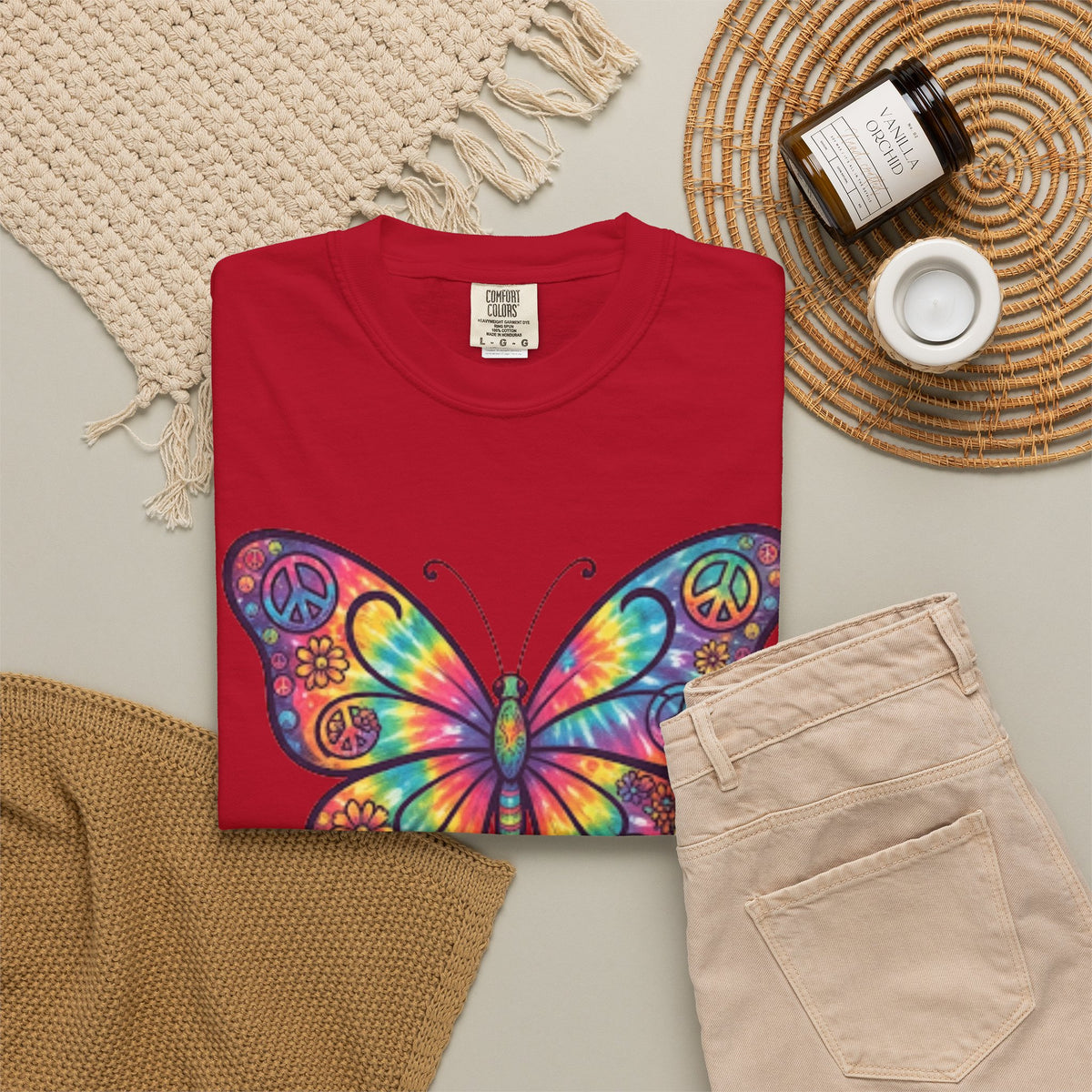 "Hippy Butterfly" Unisex Garment-Dyed Tee