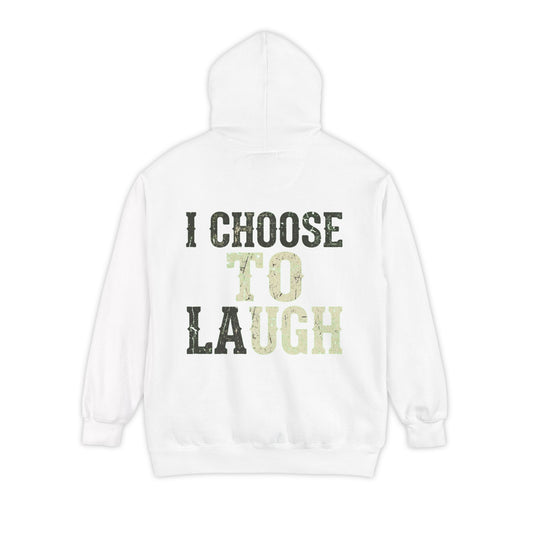 Color: White | Choose to Laugh Garment-Dyed Hoodie