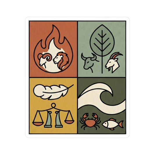 "Four Elements- Fire, Earth, Air, Water" Sticker — Main