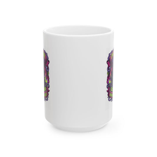 "I'm The Girl Satan's Mom Warned About" White Ceramic Mug