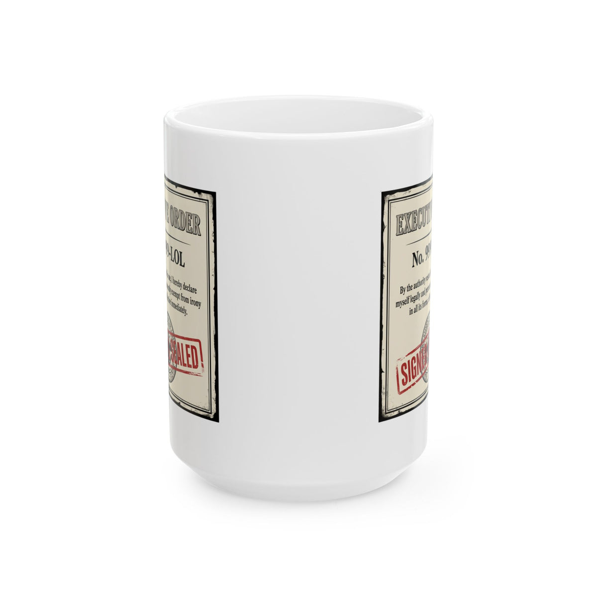 "Irony Free" White Ceramic Mug