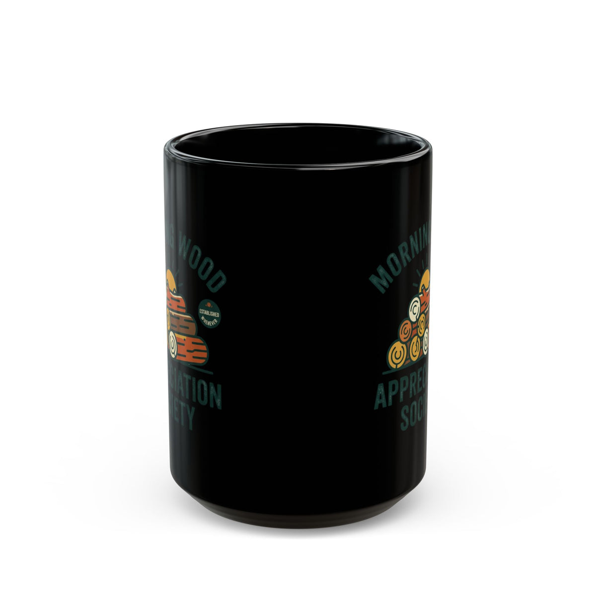 "Morning Wood Appreciation Society" Black Ceramic Mug