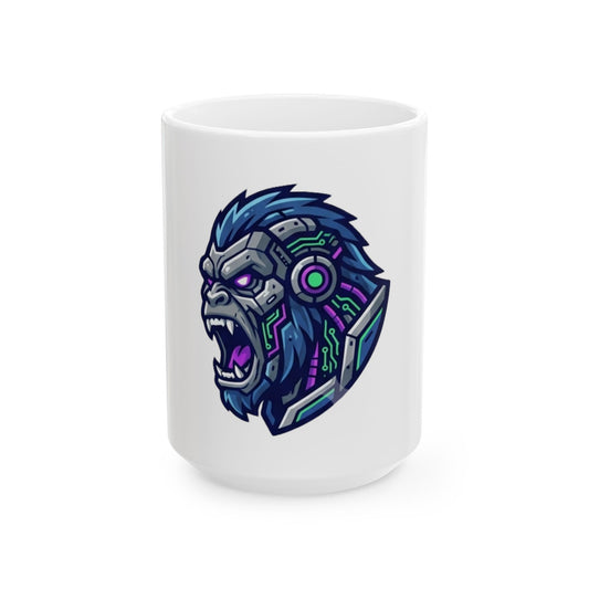 "Cyber Gorilla" White Ceramic Mug — Graphic