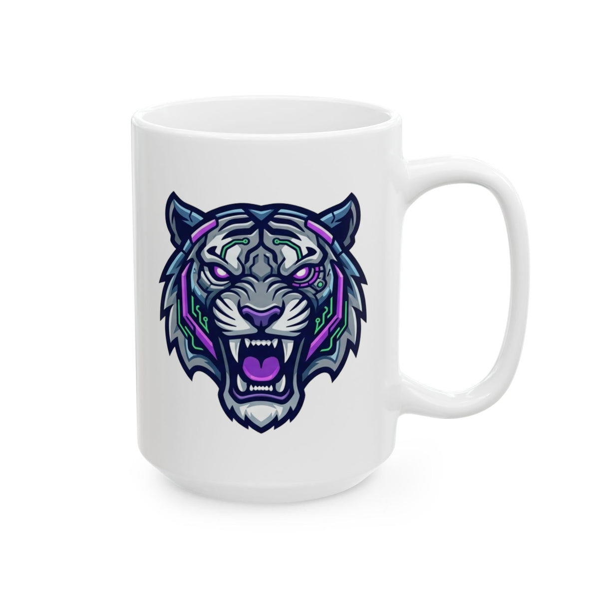 "Cyber Tiger" White Ceramic Mug — Graphic
