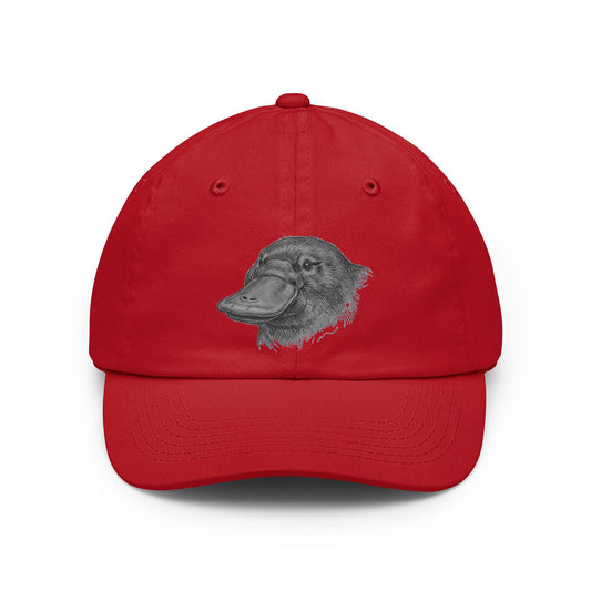 Color: Red | Pencil Sketch Art Platypus Dad Hat — Graphic