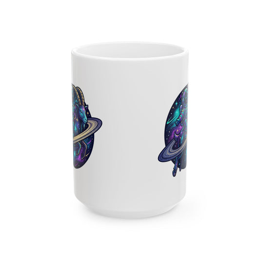 "Space Explorer Capricorn" White Ceramic Mug